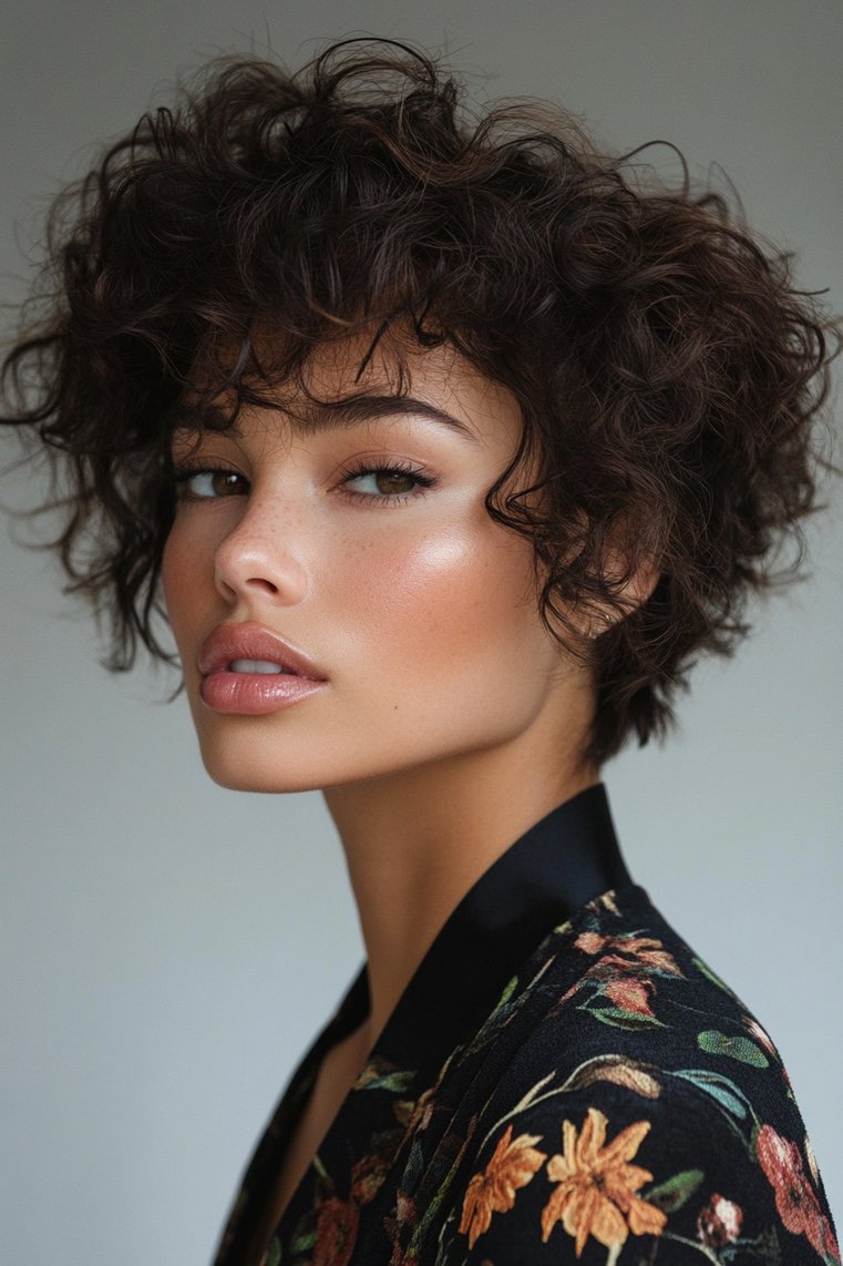 Curly Bob With Shaved Sides