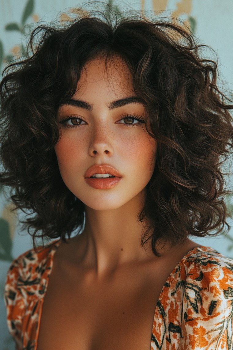 Curly Bob With Side Part