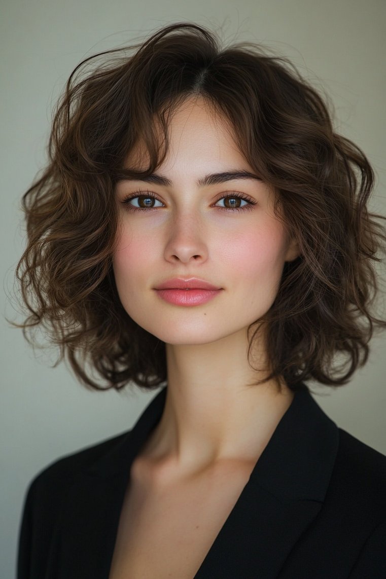 Curly Bob With a Middle Part