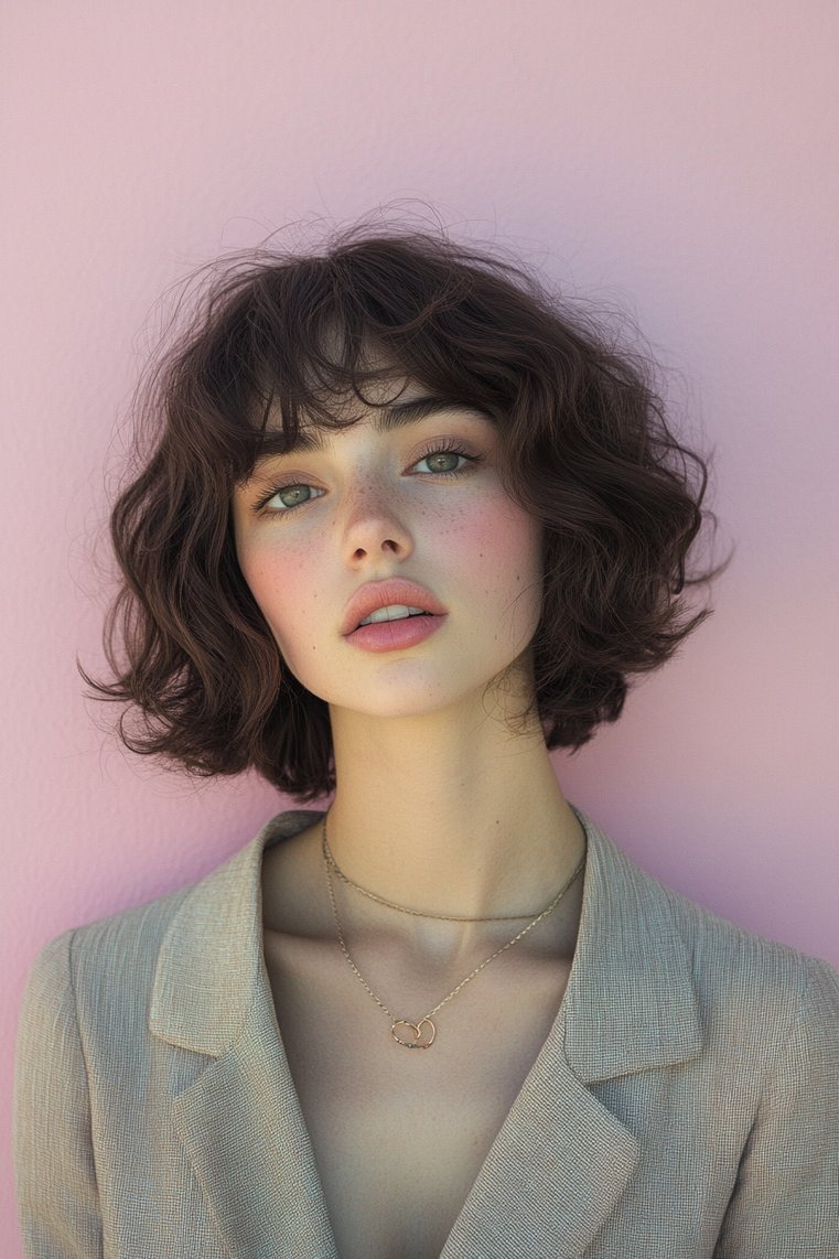 Curly Bob With a Vintage Flair