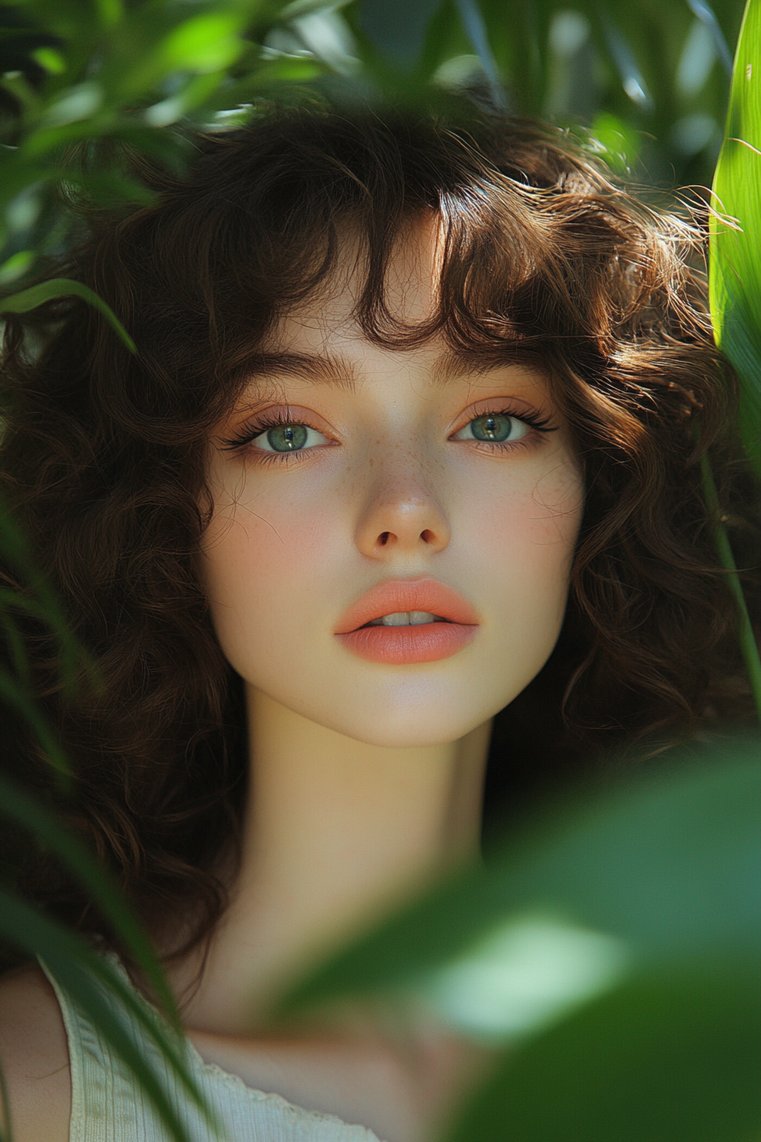 Curly Hair With Curtain Bangs