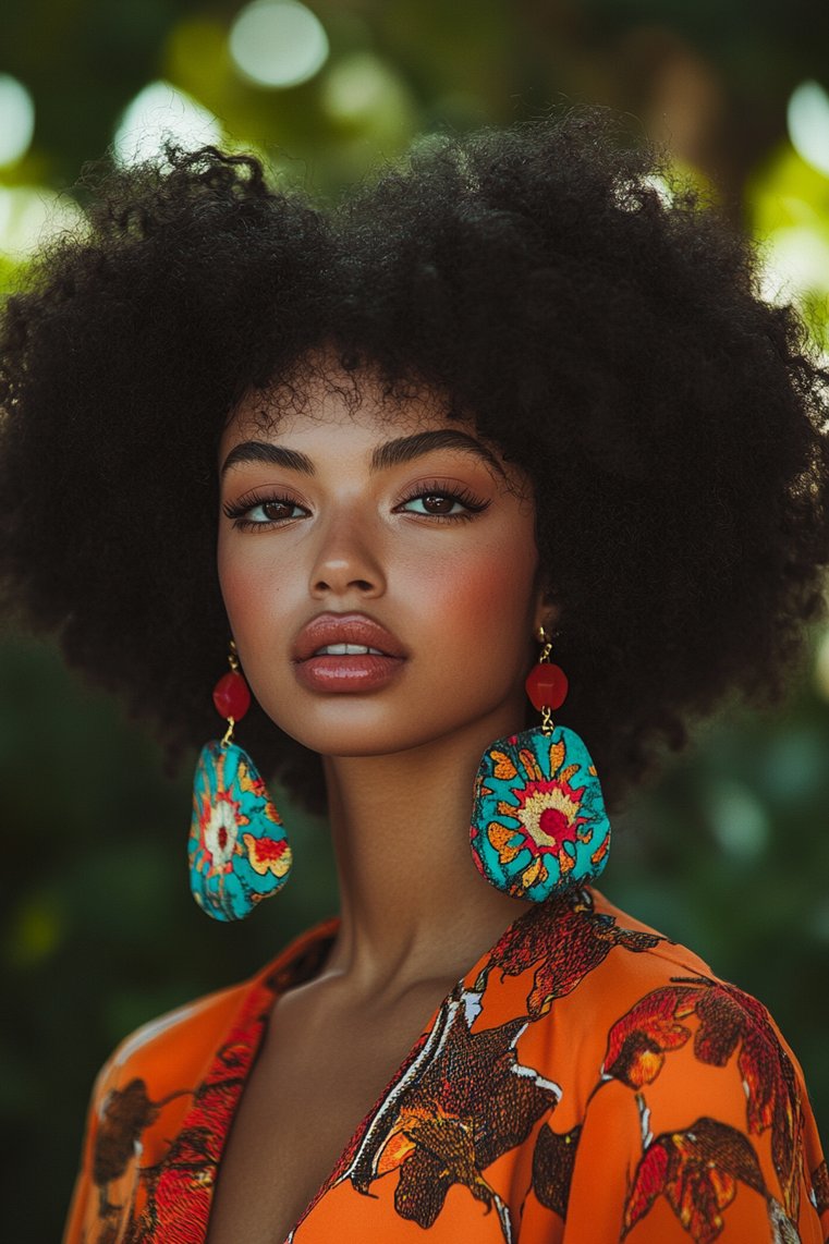 Curly Hair With Statement Earrings
