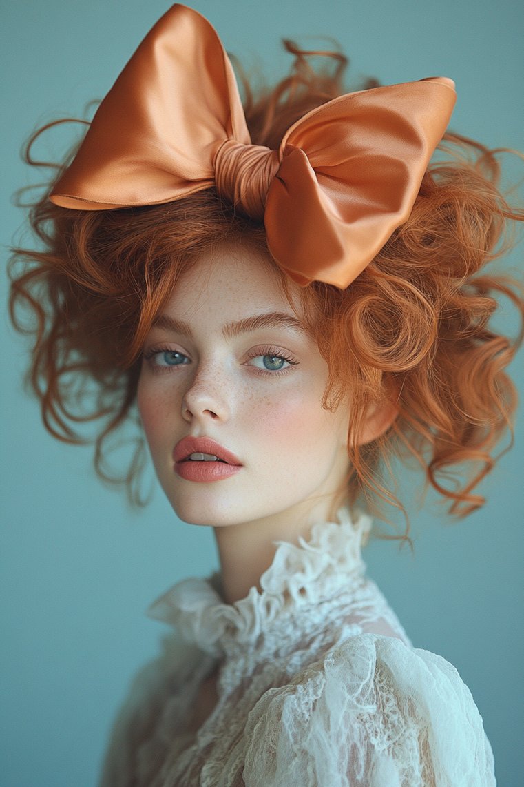 Curly Hair With a Bow