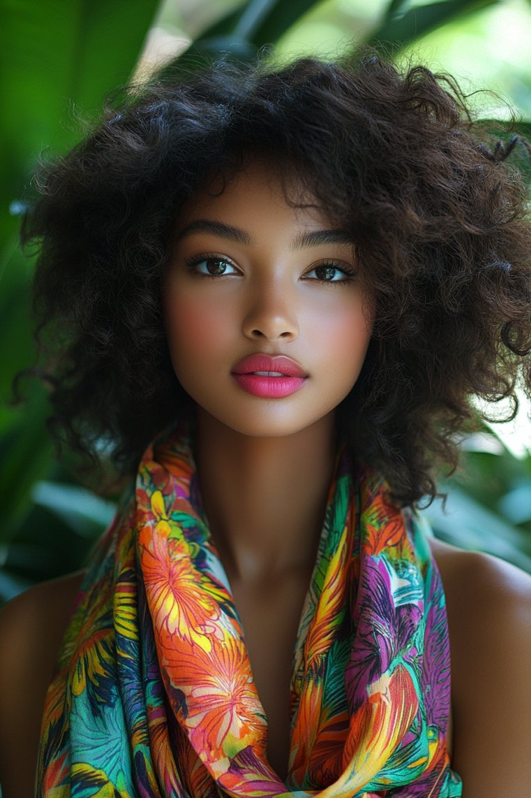 Curly Hair With a Scarf