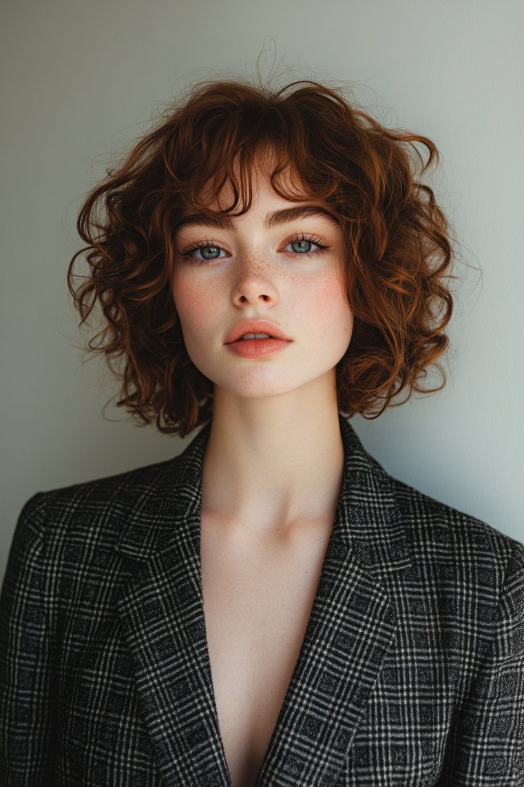 Curly Pixie With Bangs