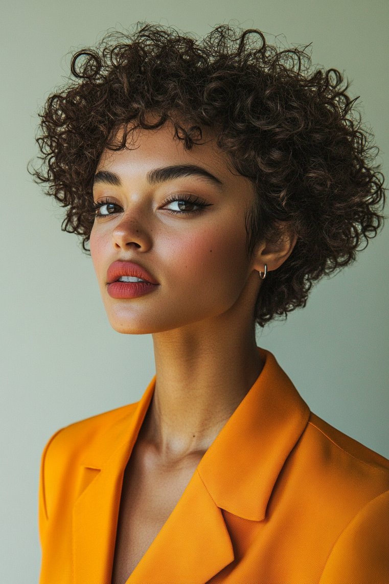 Curly Pixie With Shaved Sides