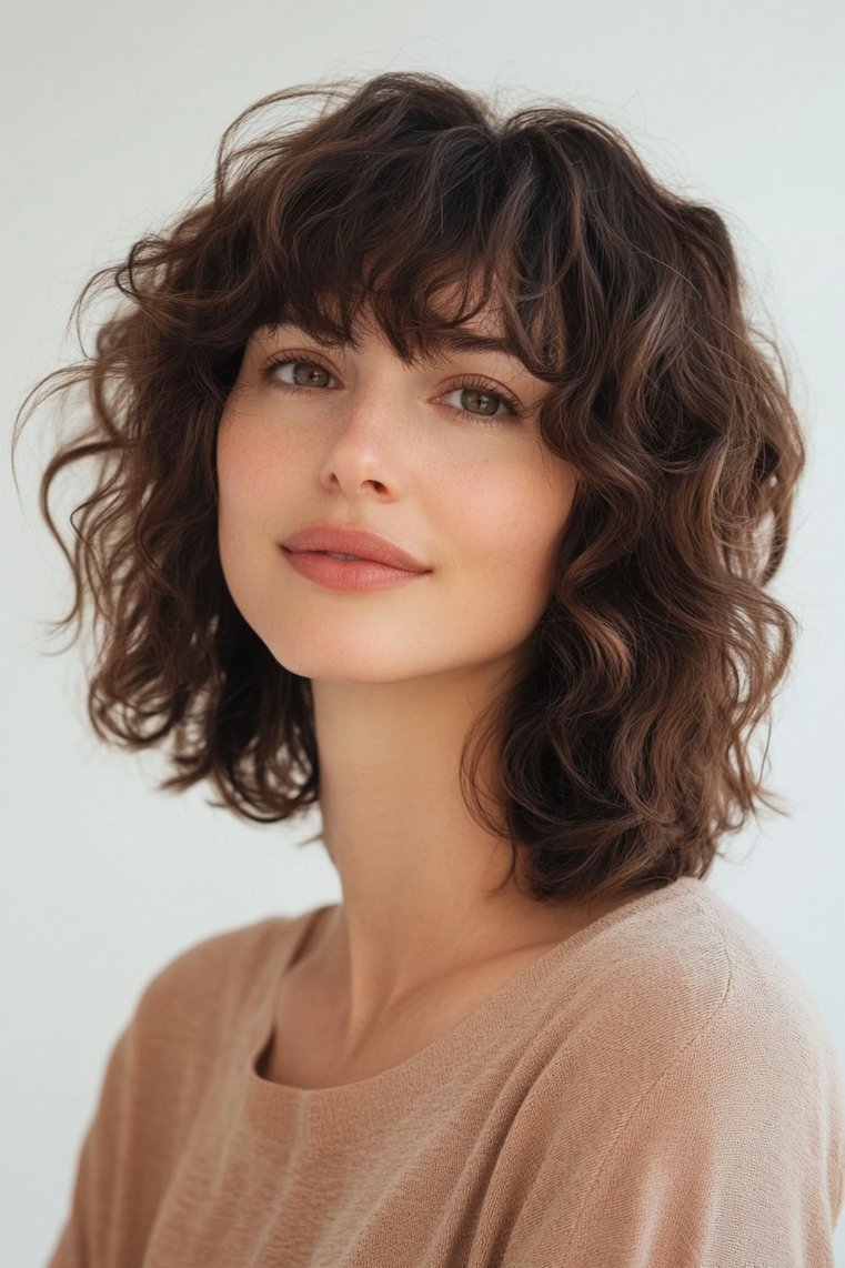 Curly Shag With Bangs
