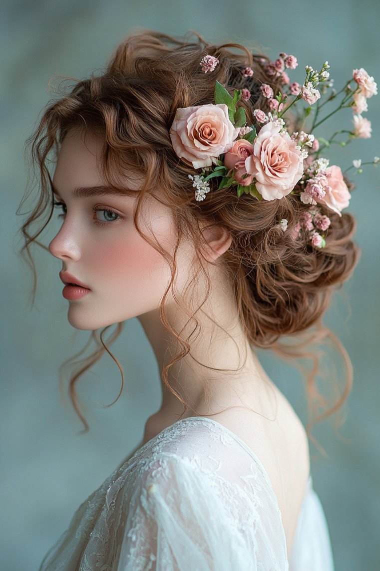 Curly Updo With Accessories