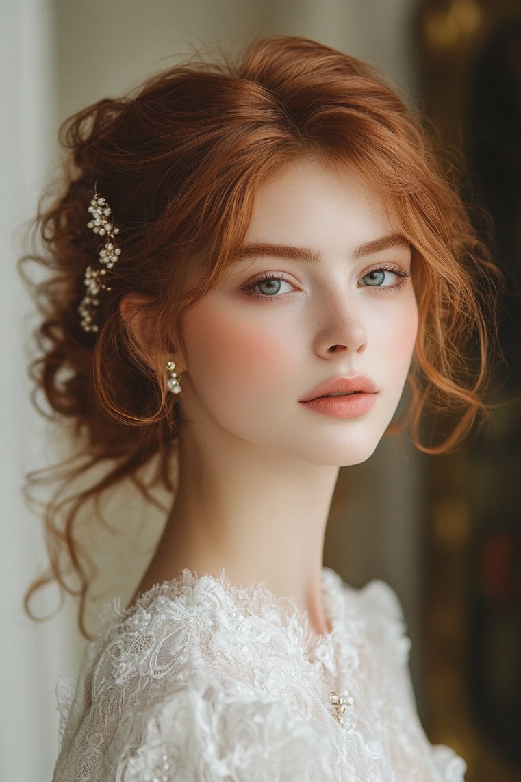 Curly Updo With Accessories