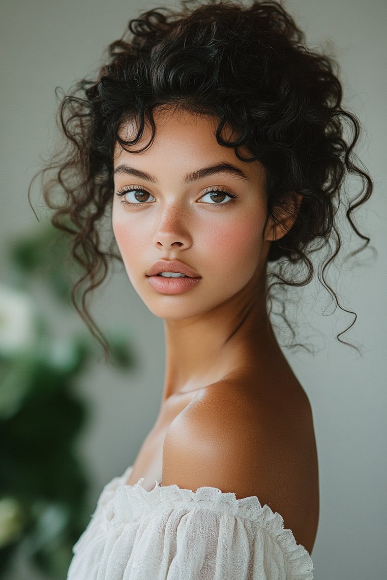 Curly Updo With Loose Tendrils