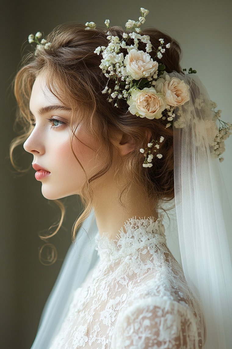 Curly Updo With Veil