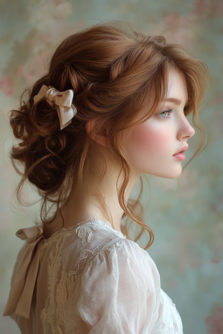 Curly Updo With a Bow