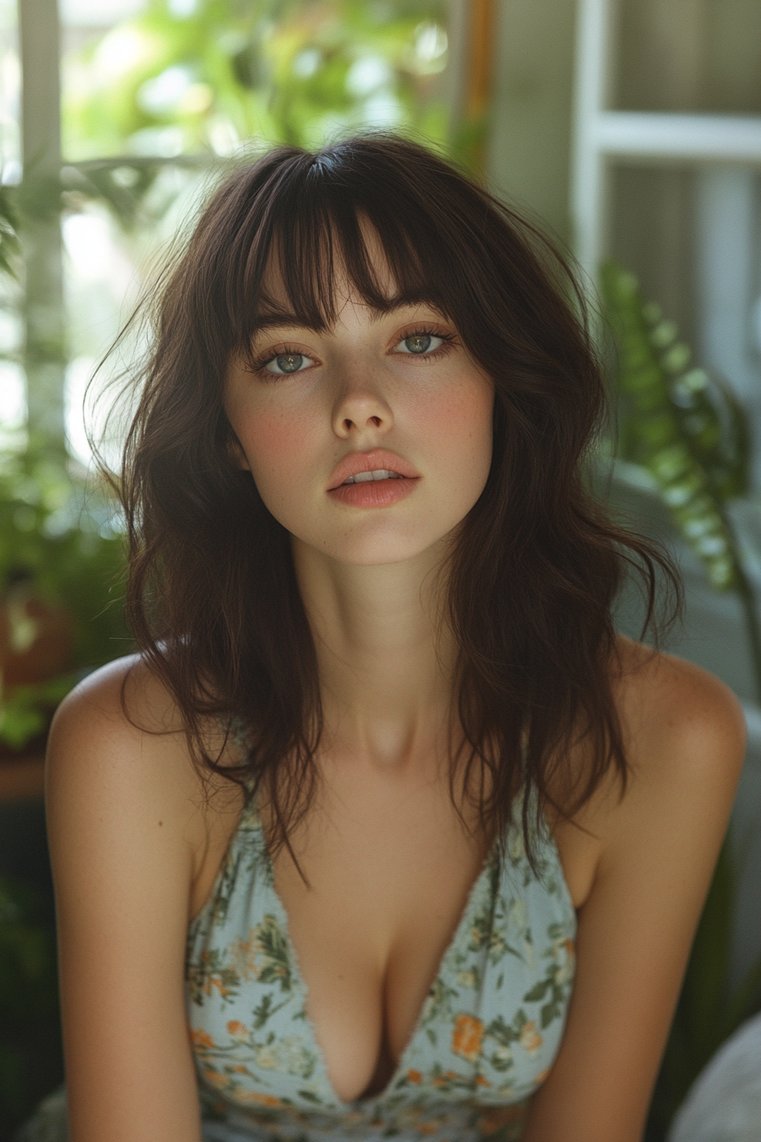 Curtain Bangs With a Shag Cut