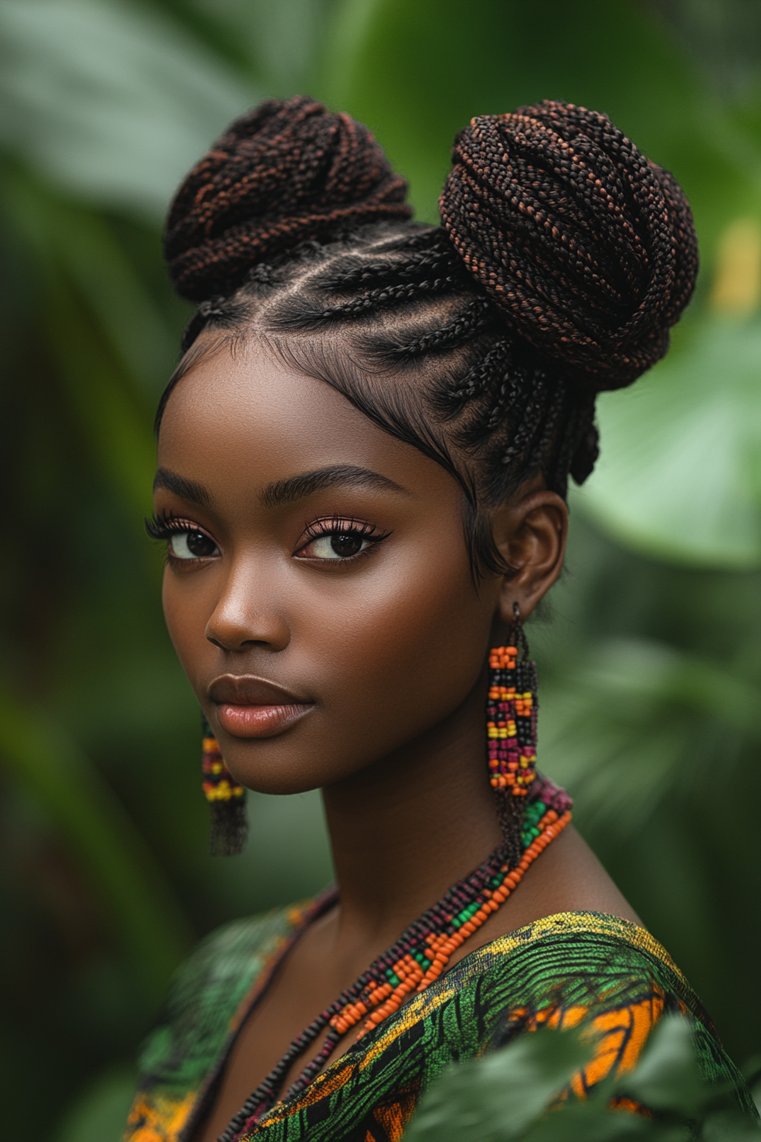 Double Bun Fulani Braids