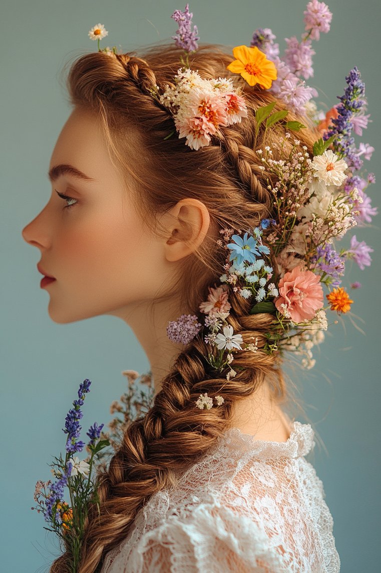 Dutch Braid With Flowers