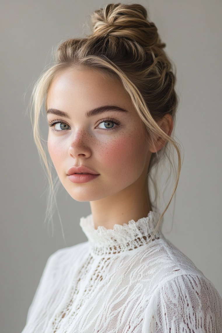 Dutch Braid With a Floating Bun