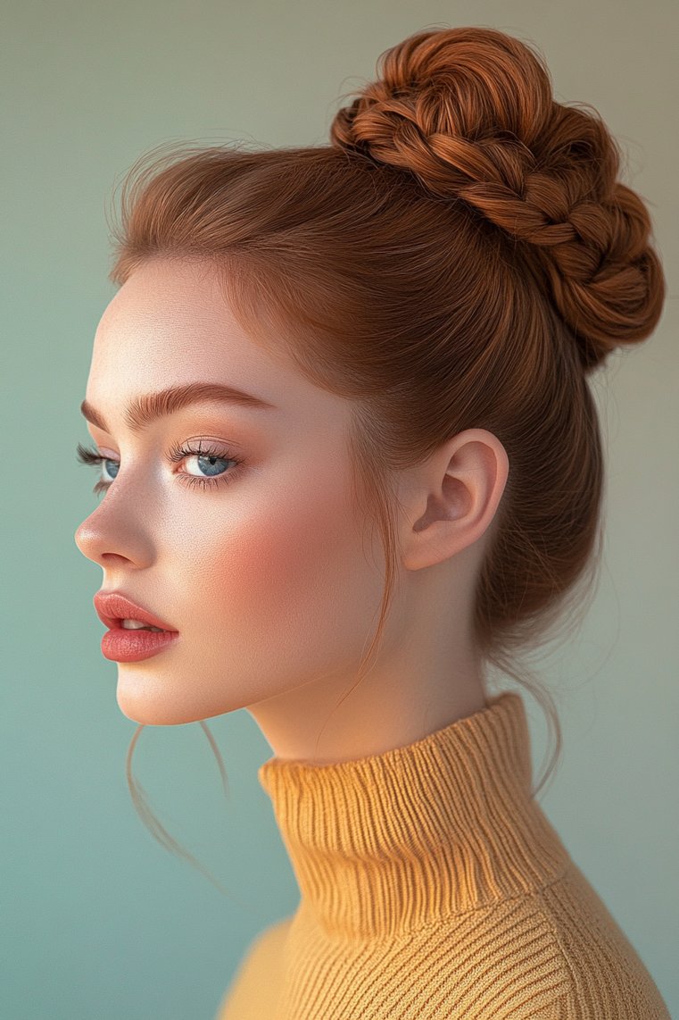 Dutch Braid With a High Bun