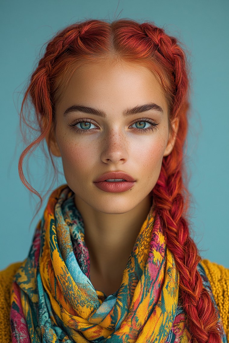 Dutch Braid With a Scarf