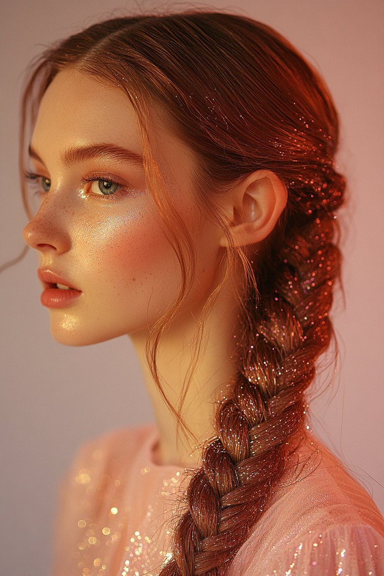 Dutch Braid and Glitter Roots