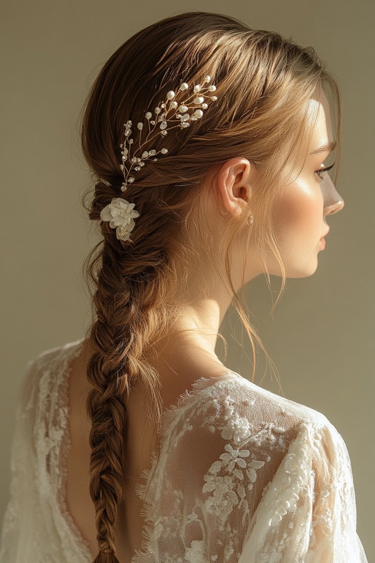 Dutch Braid and Low Ponytail