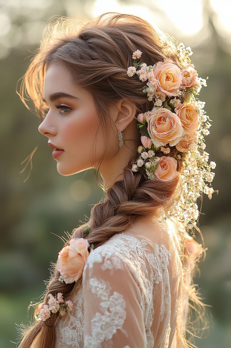 Dutch Braid and Side Swept Hair