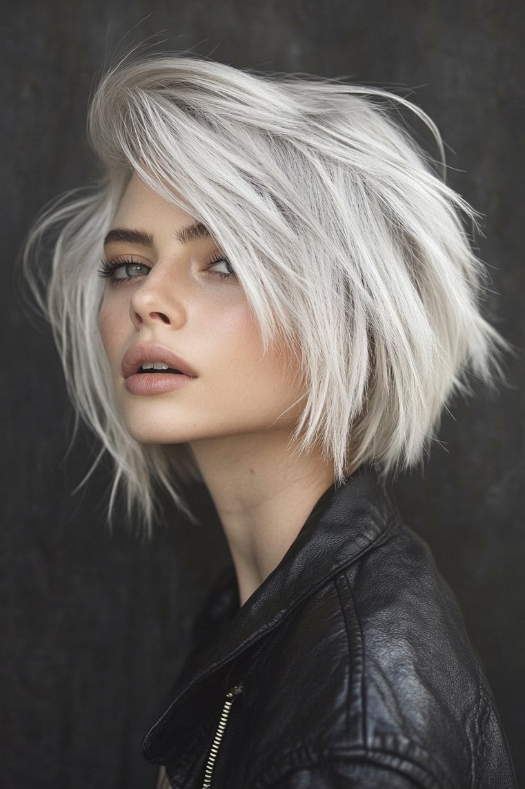 Edgy Gray Bob With Undercut