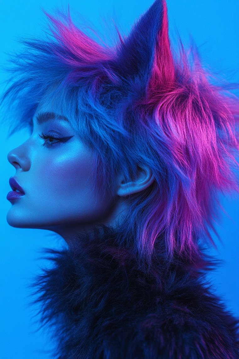 Edgy Wolf Cut With Color Melt