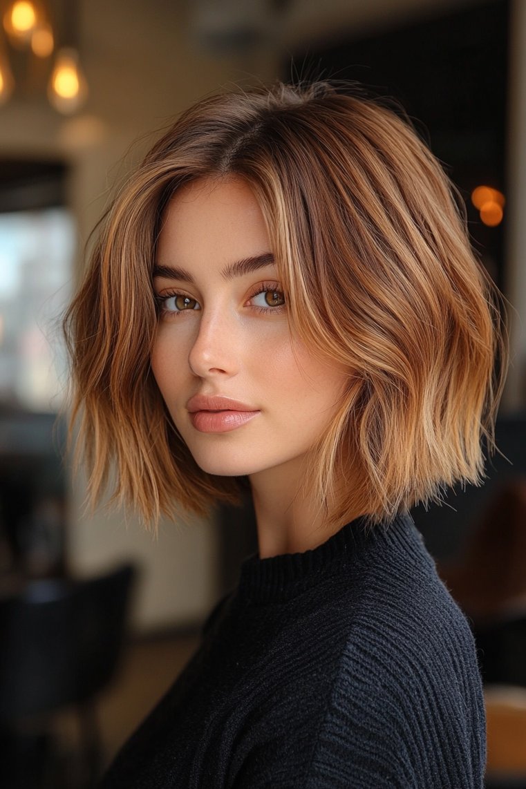 Elegant Balayage on a Vintage Bob