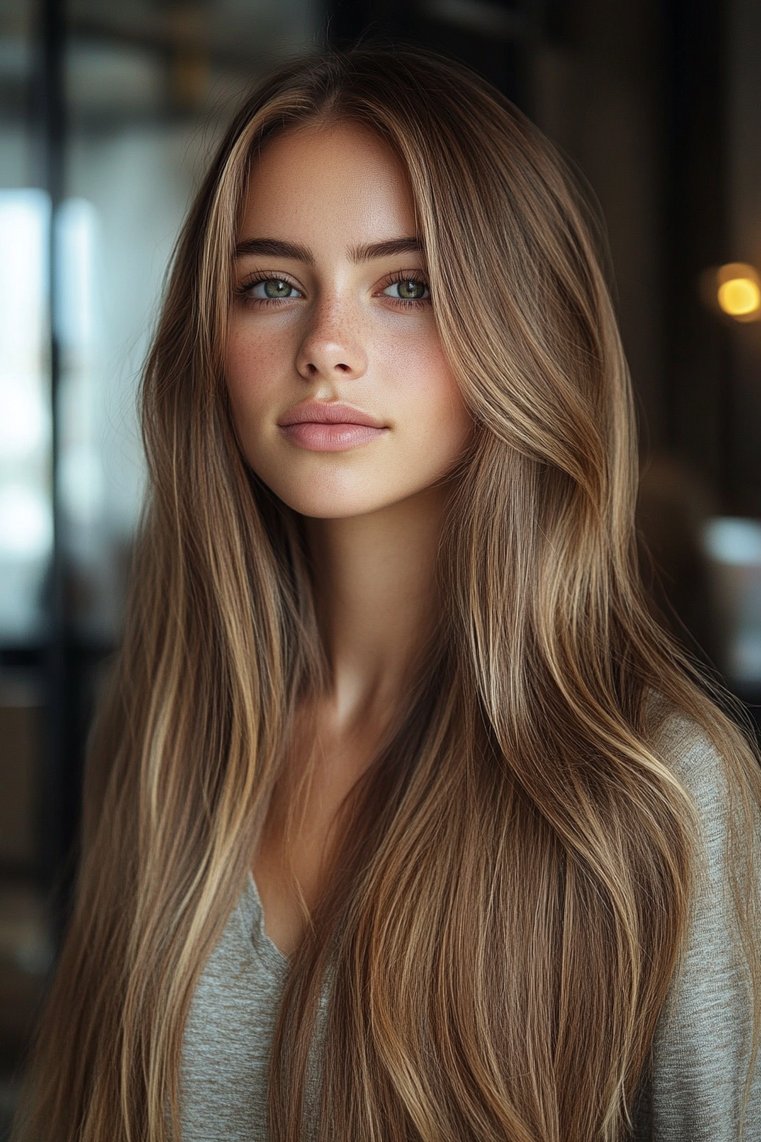 Elegant Straight Hair With Highlights
