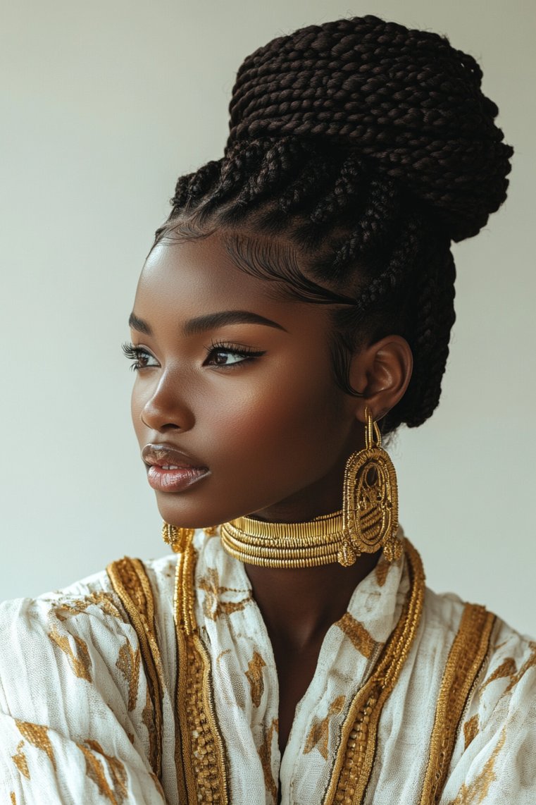 Elegant Updo Fulani Braids