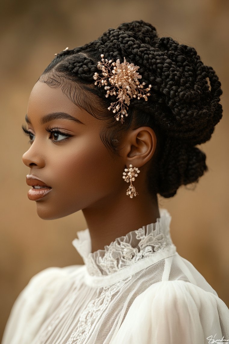 Elegant Updo With Box Braids