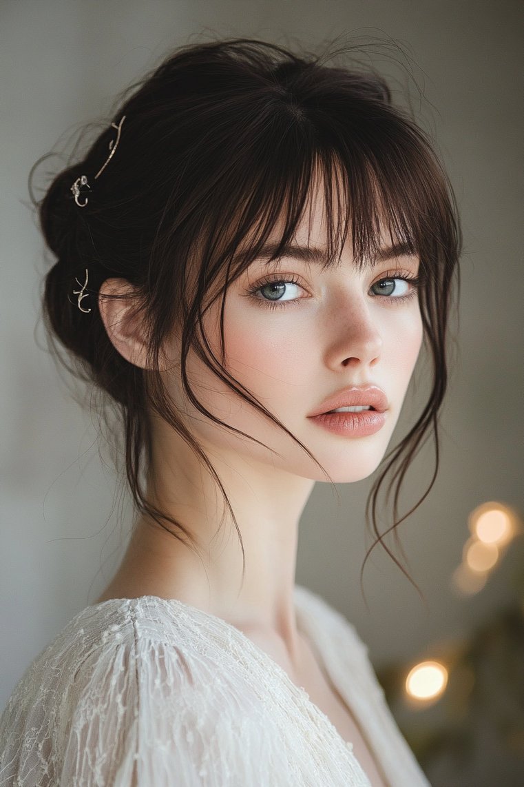 Elegant Updo With Micro Bangs