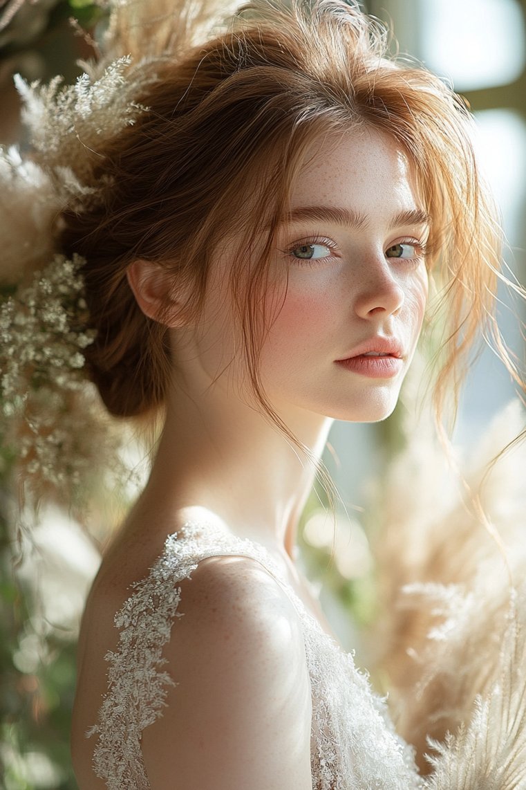 Ethereal Updo With Feathers