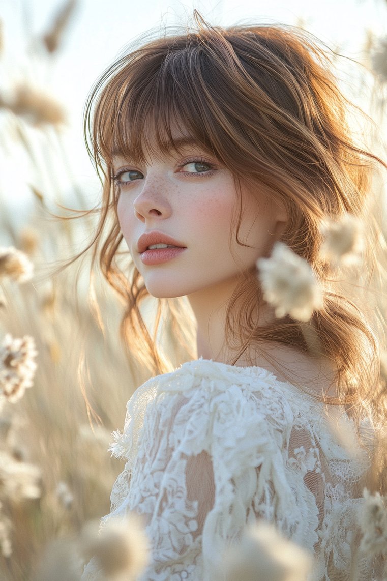 Feathered Bangs With Long Waves