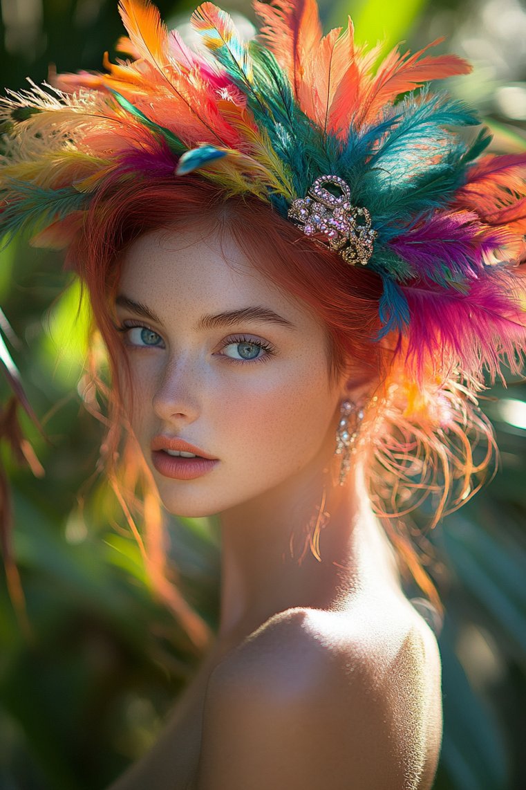 Feathered Hair With Hair Accessories