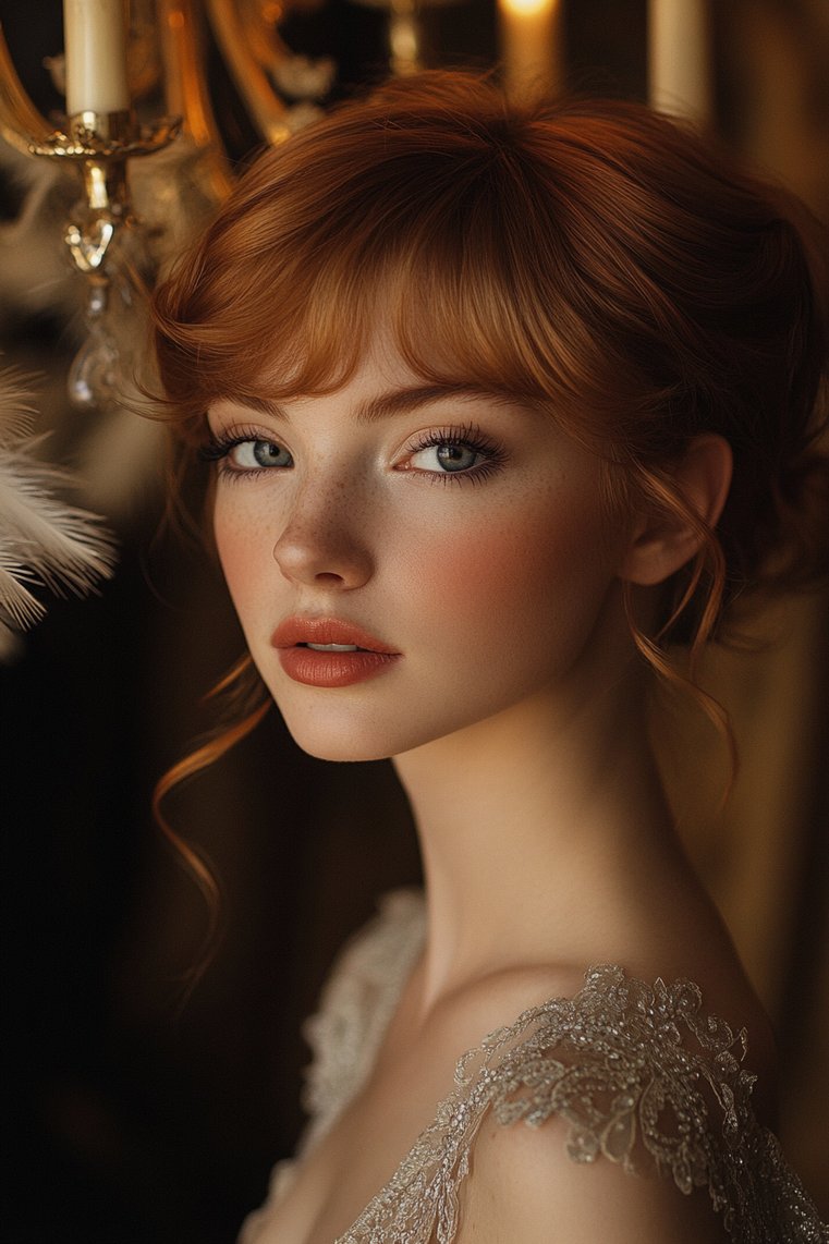 Feathered Hair With Side Swept Bangs