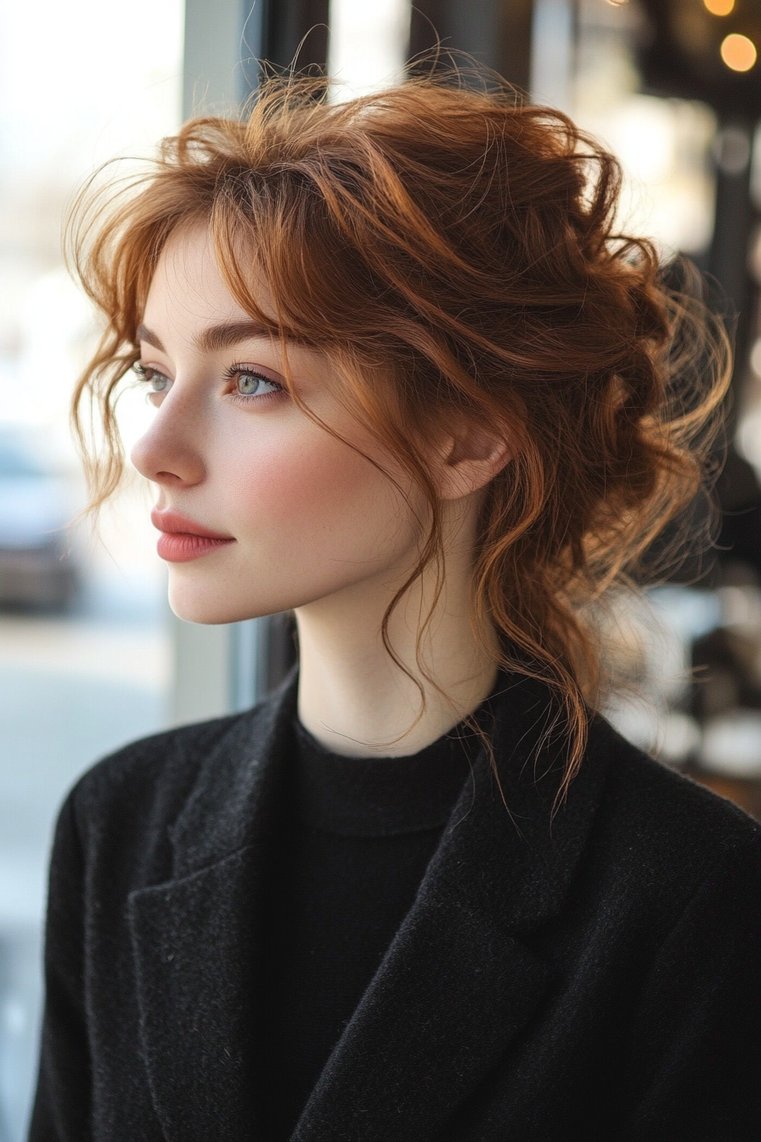 Feathered Hairstyle for Round Faces