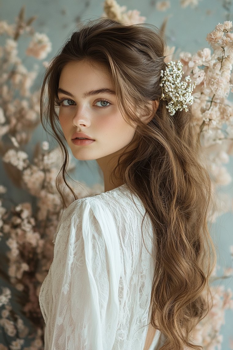 Feathered Half-Up Half-Down Style