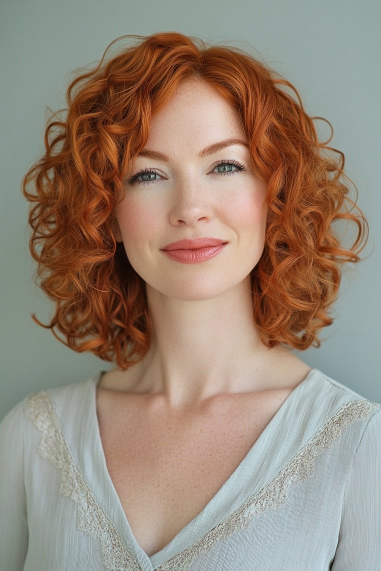 Flirty Red Curly Bob