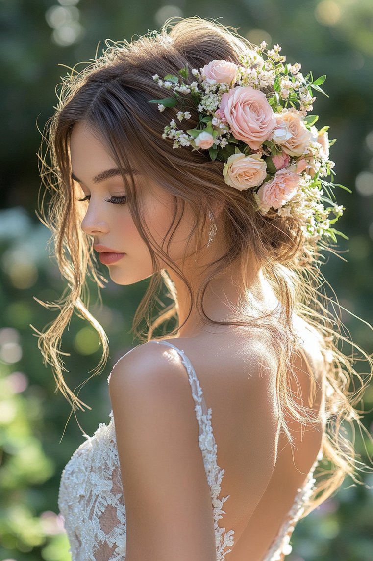 Floral Crown With Loose Curls