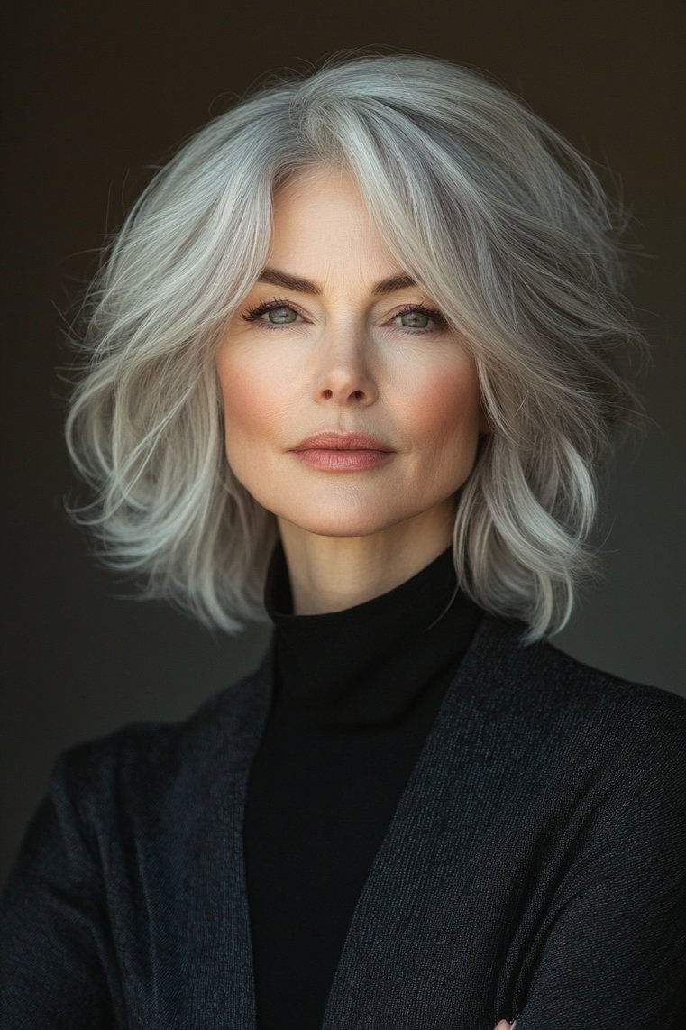 Fluffy Gray Bob