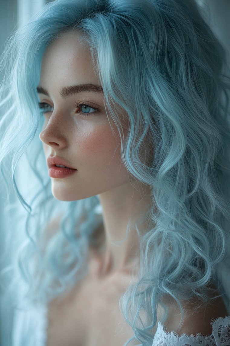 Frosted Blue Ombre Curls
