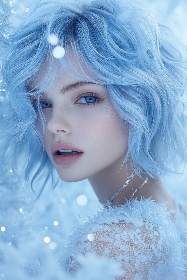 Frosty Blue Balayage on Short Hair