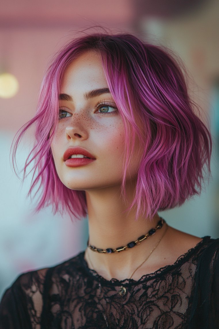 Fuchsia Ombre on Short Hair