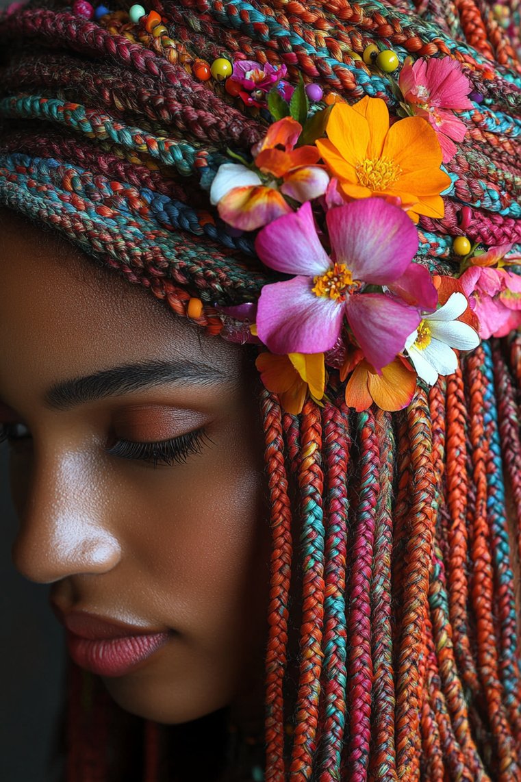 Fulani Braids With Accessories and Flowers