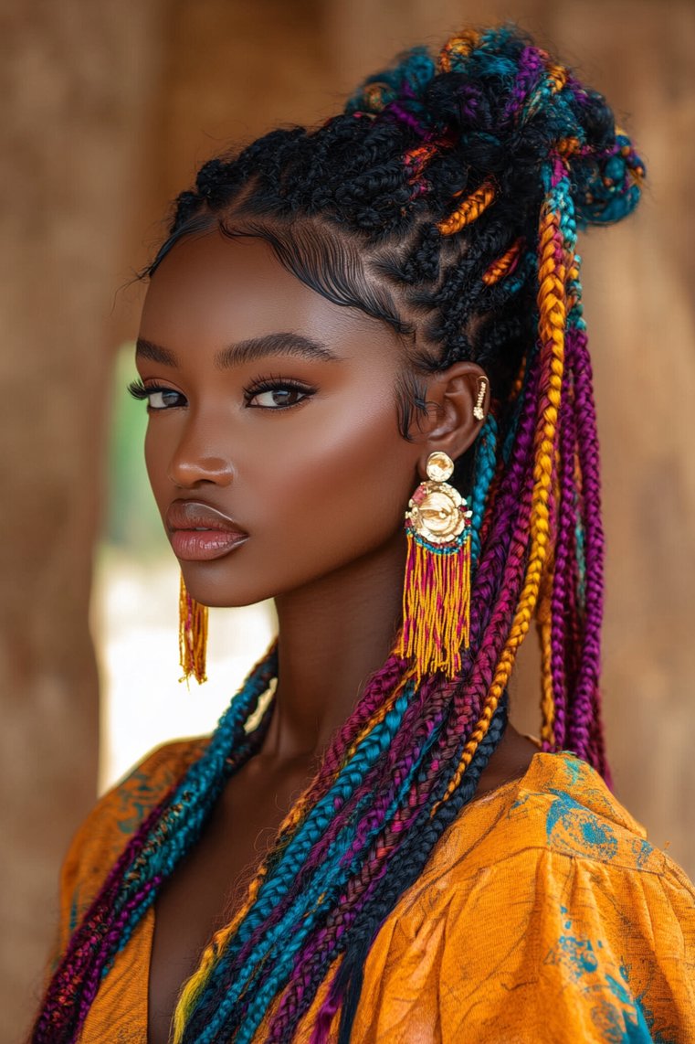 Fulani Braids With Color Highlights