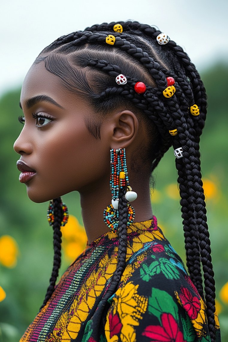 Fulani Braids With Side Braids