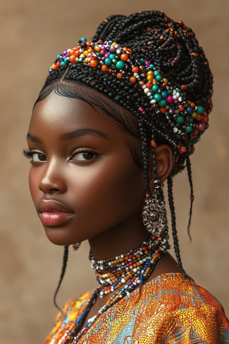 Fulani Braids With a Crown Braid
