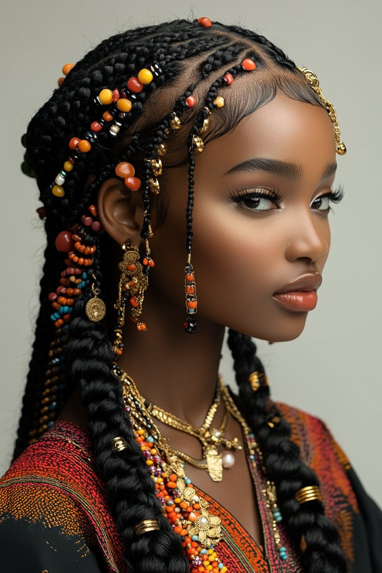 Fulani Braids With a Fishtail Braid