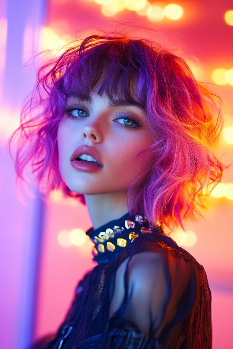 Funky Layered Cut With Curtain Bangs